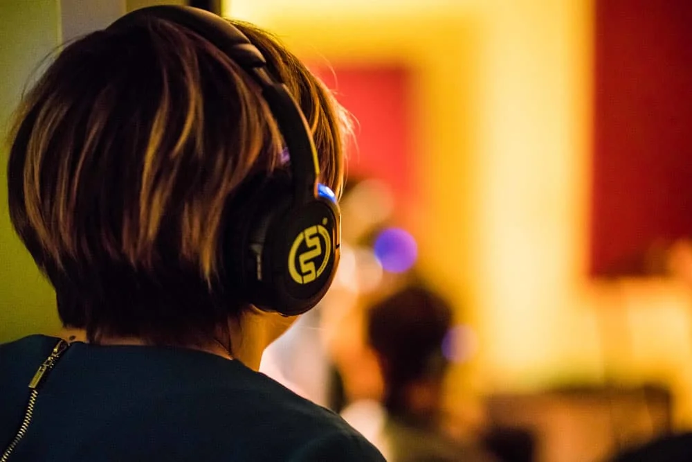 Radio studios with wireless headphones