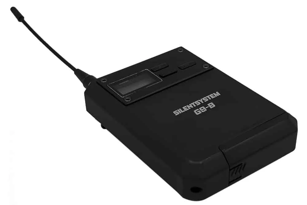 Transmisor de petaca Silentsystem G9 con micrófono de solapa