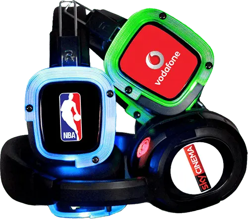 silentsystem-headphones-branding audífonos para silent disco personalizados con el logotipo de la empresa